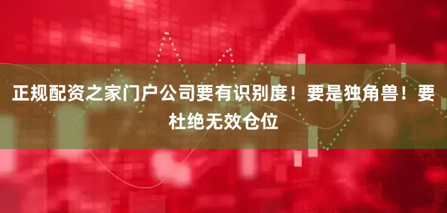 正规配资之家门户公司要有识别度！要是独角兽！要杜绝无效仓位