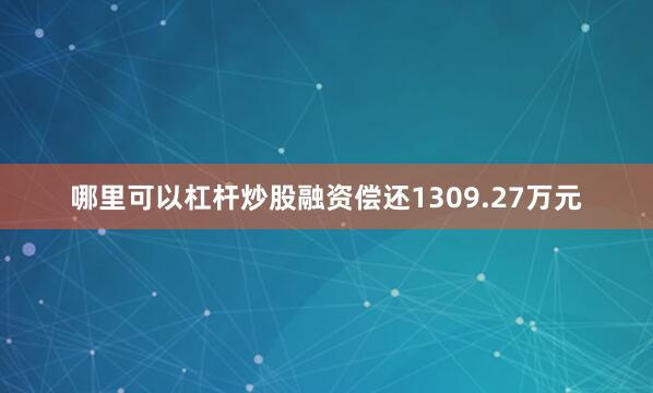 哪里可以杠杆炒股融资偿还1309.27万元